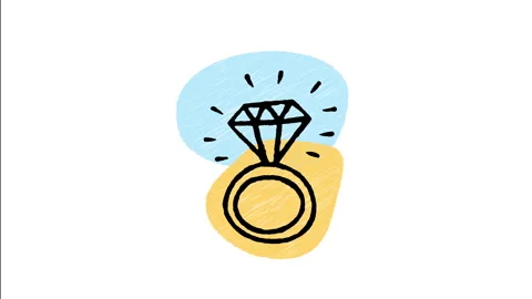 Minimalist Hand Drawn Animated Gem Diamond Gold Solitaire Ring Jewelry Icon  Stock Footage 343595541