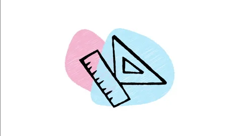 Minimalist Hand Drawn Animated Geometry Ruler Set Icon Stock Footage 343283737