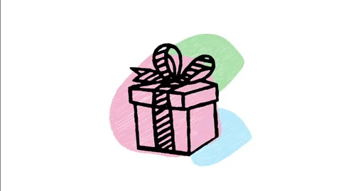 Minimalist Hand Drawn Animated Gift Box Icon Stock Footage 343281229