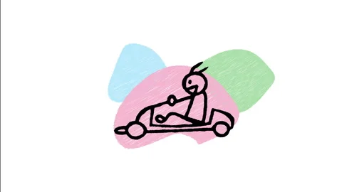 Minimalist Hand Drawn Animated Go Kart Racing Icon Stock Footage 343281330