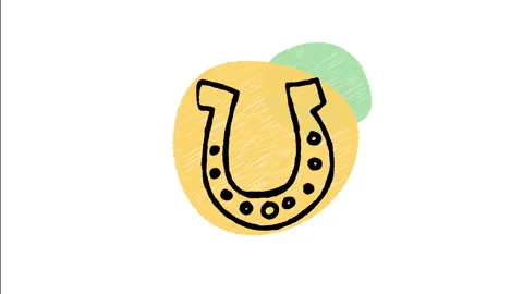 Minimalist Hand Drawn Animated Good Luck Horseshoe U Shaped Wiggle  Stock Footage 343891415