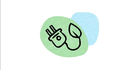Minimalist Hand Drawn Animated Green Leaf Electric Power Plug Icon Stock Footage 343300172