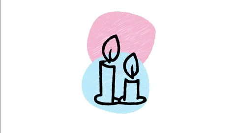 Minimalist Hand Drawn Animated Group Lit Candles Flames Wiggle Stock Footage 343888797