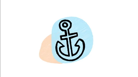 Minimalist Hand Drawn Animated Heavy Metal Ship Anchor Icon  Stock Footage 343604008