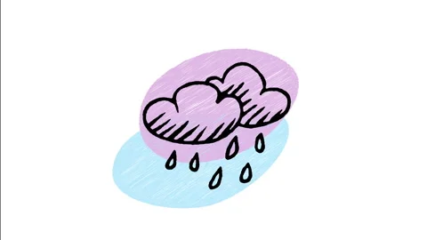 Minimalist Hand Drawn Animated Heavy Rain Dark Storm Cloud Icon  Stock Footage 343605252