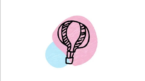 Minimalist Hand Drawn Animated Hot Air Balloon Icon Stock Footage 343281473