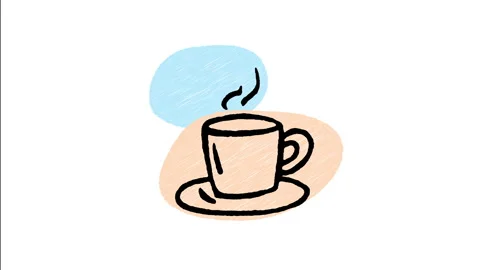 Minimalist Hand Drawn Animated Hot Coffee Cup Steam Icon Stock Footage 343292901