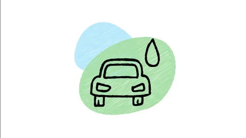 Minimalist Hand Drawn Animated Hydro Car Water Drop Vehicle Icon Stock Footage 343297604