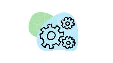 Minimalist Hand Drawn Animated Interlocking Mechanical Wheel Gears Icon Stock Footage 343301822