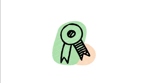 Minimalist Hand Drawn Animated Irish Shamrock Award Ribbon Rosette Wiggle  Stock Footage 343891128
