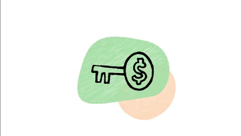 Minimalist Hand Drawn Animated Key Dollar Symbol Financial Solution Icon Stock Footage 343290432