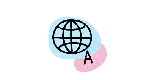 Minimalist Hand Drawn Animated Language Learning Globe Icon Stock Footage 343283311