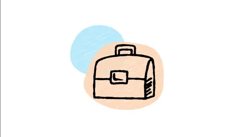 Minimalist Hand Drawn Animated Leather Business Briefcase Portfolio Icon Stock Footage 343301297