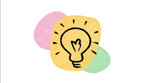 Minimalist Hand Drawn Animated Light Bulb Business Idea Icon Stock Footage 343285995