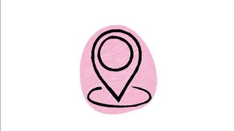 Minimalist Hand Drawn Animated Location Map Pin Target Marker Icon  Stock Footage 343596040