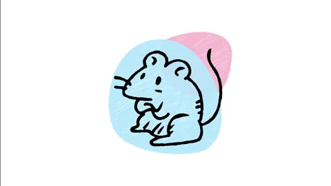 Minimalist Hand Drawn Animated Long Tailed Pet Rat Rodent Icon  库存影片 343598232