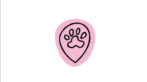 Minimalist Hand Drawn Animated Lost Pet Paw Print Map Pin  Vídeos de archivo 343601953