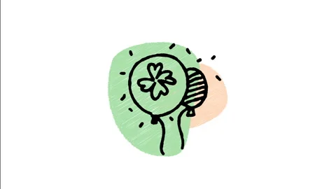 Minimalist Hand Drawn Animated Lucky Balloons Clover Glitter Wiggle  動画素材 343891663
