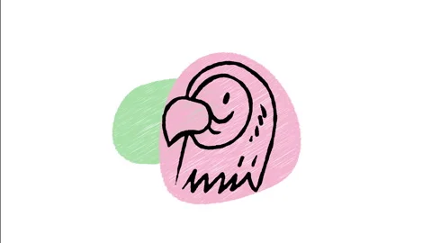 Minimalist Hand Drawn Animated Macaw Parrot Head Beak Feather Icon  Stock Footage 343598231