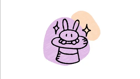 Minimalist Hand Drawn Animated Magic Bunny Hat Icon Stock Footage 343281479