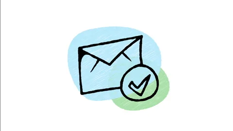 Minimalist Hand Drawn Animated Mail Envelope Checkmark Delivered Wiggle  Video stock 343888678
