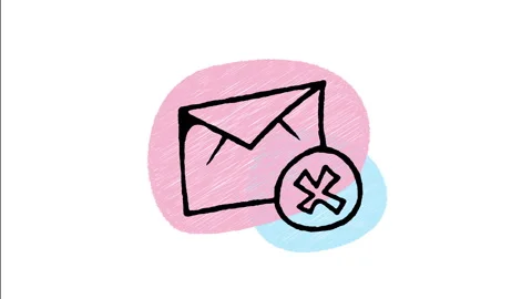 Minimalist Hand Drawn Animated Mail Envelope Cancelled Cross Error Wiggle  Stock Footage 343888827