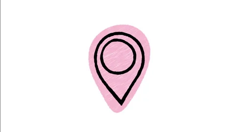 Minimalist Hand Drawn Animated Map Pin Location Marker Icon Stock Footage 343297798