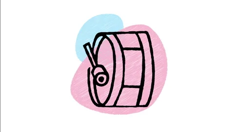 Minimalist Hand Drawn Animated Marching Band Snare Drum Icon  Stock Footage 343600846