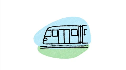 Minimalist Hand Drawn Animated Modern Electric Sky Train Monorail Icon  Stock Footage 343604946