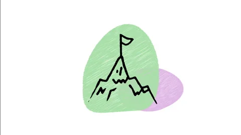 Minimalist Hand Drawn Animated Mountain Top Flag Peak Icon Stock Footage 343286233