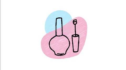Minimalist Hand Drawn Animated Nail Polish Bottle Brush Manicure Icon  Stock Footage 343595656