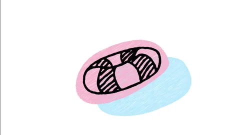 Minimalist Hand Drawn Animated Nautical Lifebuoy Ring Safety Wiggle Stock Footage 343887383