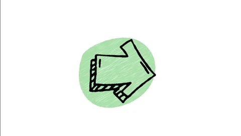 Minimalist Hand Drawn Animated Navigation Arrow Direction Cursor Pointer Icon  Stock Footage 343596036