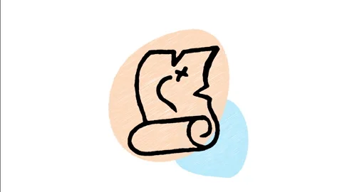 Minimalist Hand Drawn Animated Old Rolled Treasure Map Parchment Icon  Vídeos de archivo 343603731