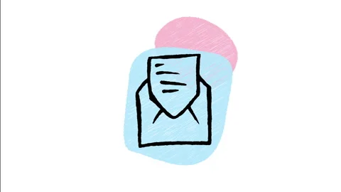 Minimalist Hand Drawn Animated Open Mail Envelope Letter Document Icon  Stock Footage 343596898