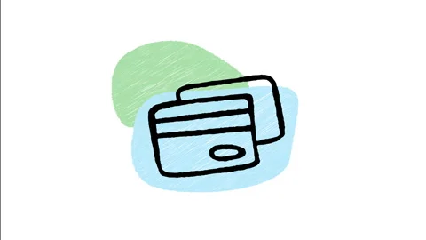 Minimalist Hand Drawn Animated Overlapping Plastic Credit Payment Cards Icon Stock Footage 343301569