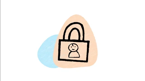 Minimalist Hand Drawn Animated Padlock Person Security Identity Icon Stock Footage 343291806