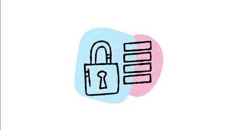 Minimalist Hand Drawn Animated Padlock Server Secure Data Protection Icon  Stock Footage 343597531