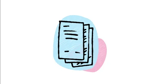 Minimalist Hand Drawn Animated Paper Document Stack Office File Icon  Stock Footage 343596554