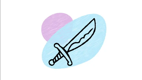 Minimalist Hand Drawn Animated Pirate Cutlass Sword Blade Icon  Stock Footage 343603121