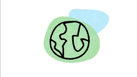 Minimalist Hand Drawn Animated Planet Earth Globe Map Eco Icon Vídeos de archivo 343299853