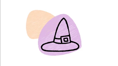 Minimalist Hand Drawn Animated Pointy Witch Hat Cap Wiggle Stock Footage 343891085
