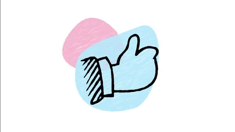 Minimalist Hand Drawn Animated Positive Like Hand Thumbs Up Gesture Icon  Stock Footage 343595891