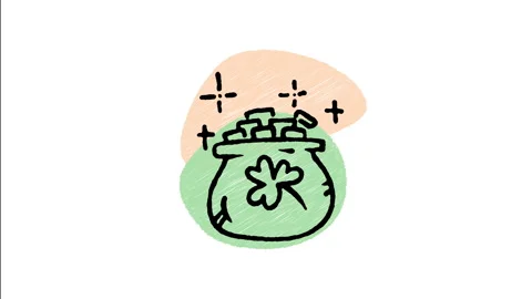 Minimalist Hand Drawn Animated Pot of Gold Clover Shamrock Wiggle  動画素材 343891203