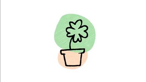 Minimalist Hand Drawn Animated Potted Lucky Four Leaf Clover Wiggle  動画素材 343890652