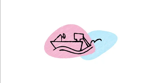 Minimalist Hand Drawn Animated Power Speedboat Fast Watercraft Icon  Stock Footage 343605038