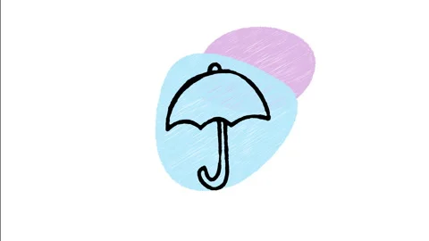 Minimalist Hand Drawn Animated Rain Umbrella Protection Insurance Icon  Stock Footage 343605630