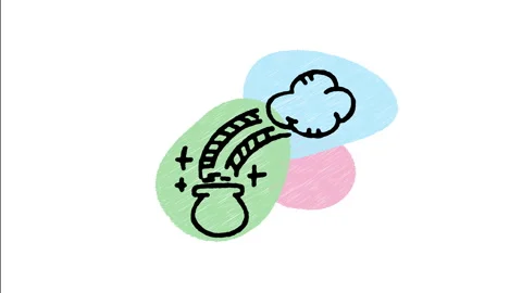 Minimalist Hand Drawn Animated Rainbow and Pot of Gold Leprechaun Wiggle  Stock Footage 343890721