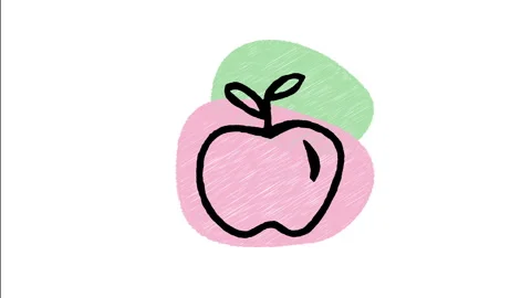 Minimalist Hand Drawn Animated Red Apple Fruit Icon Stock Footage 343283504