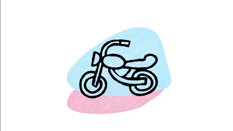 Minimalist Hand Drawn Animated Retro Classic Vintage Motorcycle Icon  Stock Footage 343604731